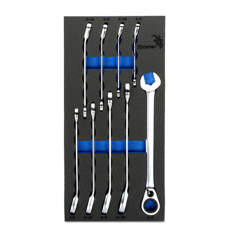 CAPRI TOOLS 6-Point Reversible Ratcheting Combination Wrench Set, SAE, 9 pcs CP15050MT